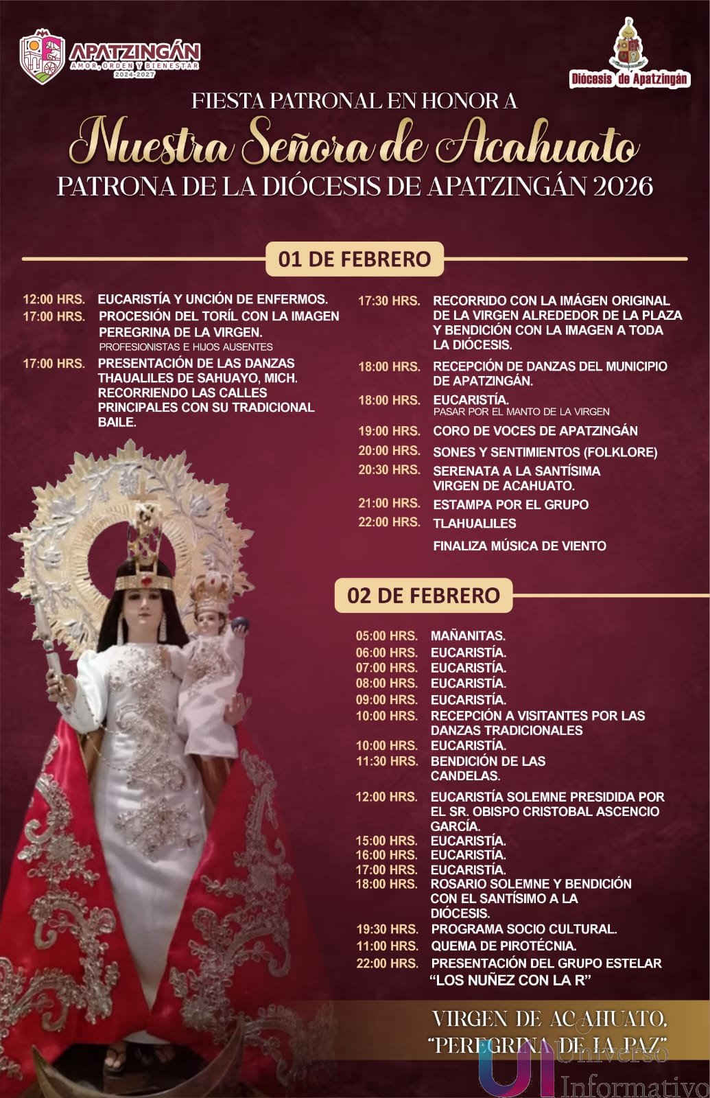 Santiago Acahuato: fe, tradición y corazón de ApatzingánApatzingán, Michoacán; 23 de enero de 2026.