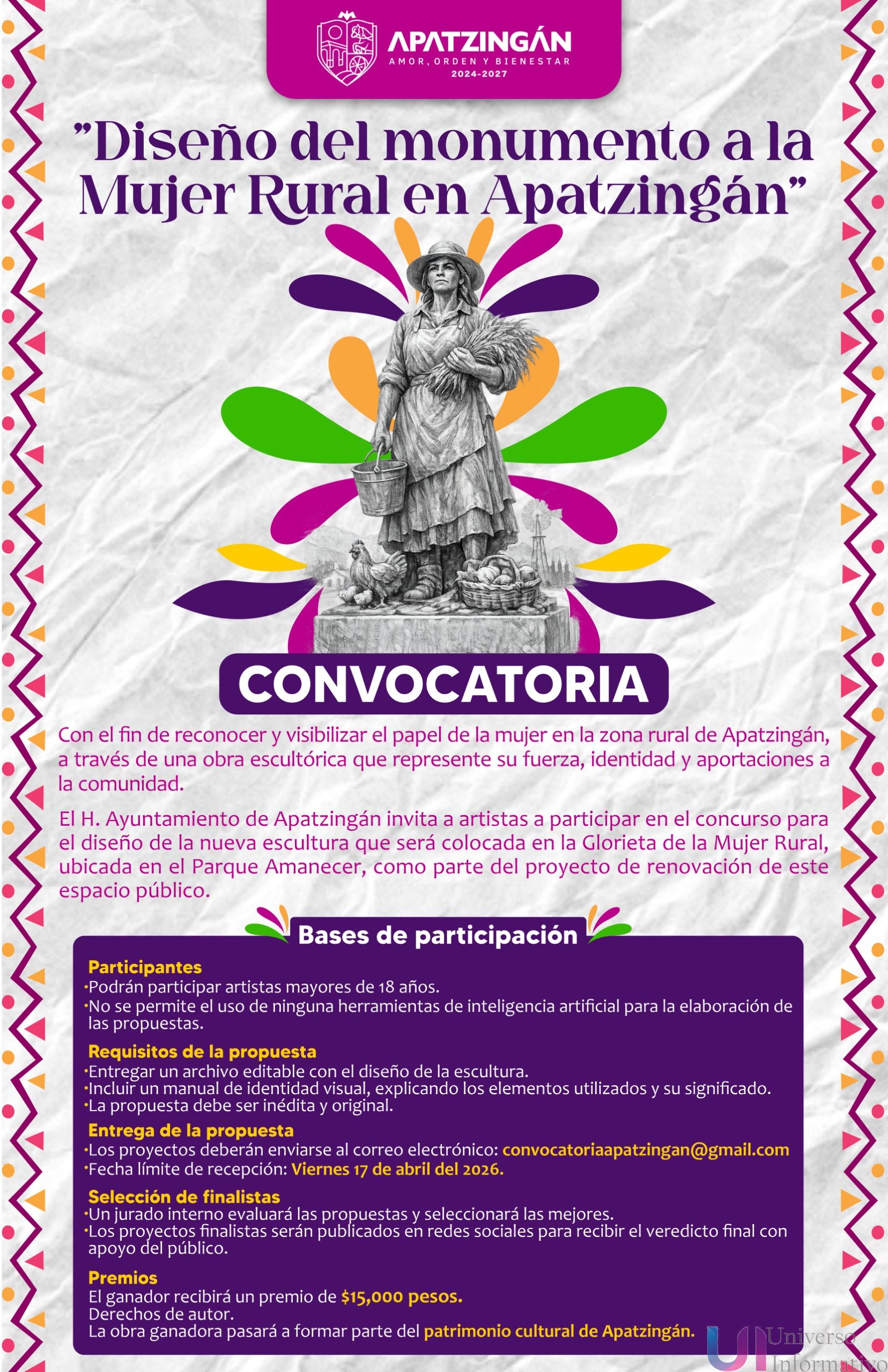 Gobierno de Apatzingán lanza convocatoria para diseñar el Monumento a la Mujer Rural